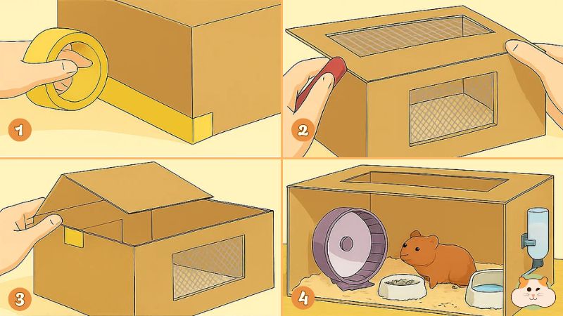 Làm chuồng nuôi hamster bằng bìa carton