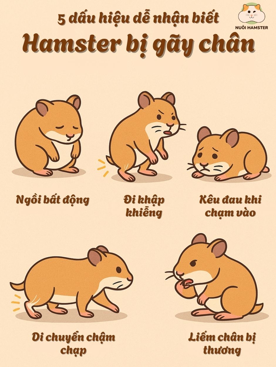 dấu hiệu hamster bị gãy chân