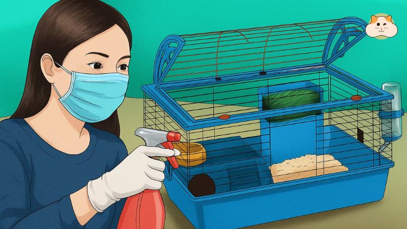 dọn dẹp chuồng hamster